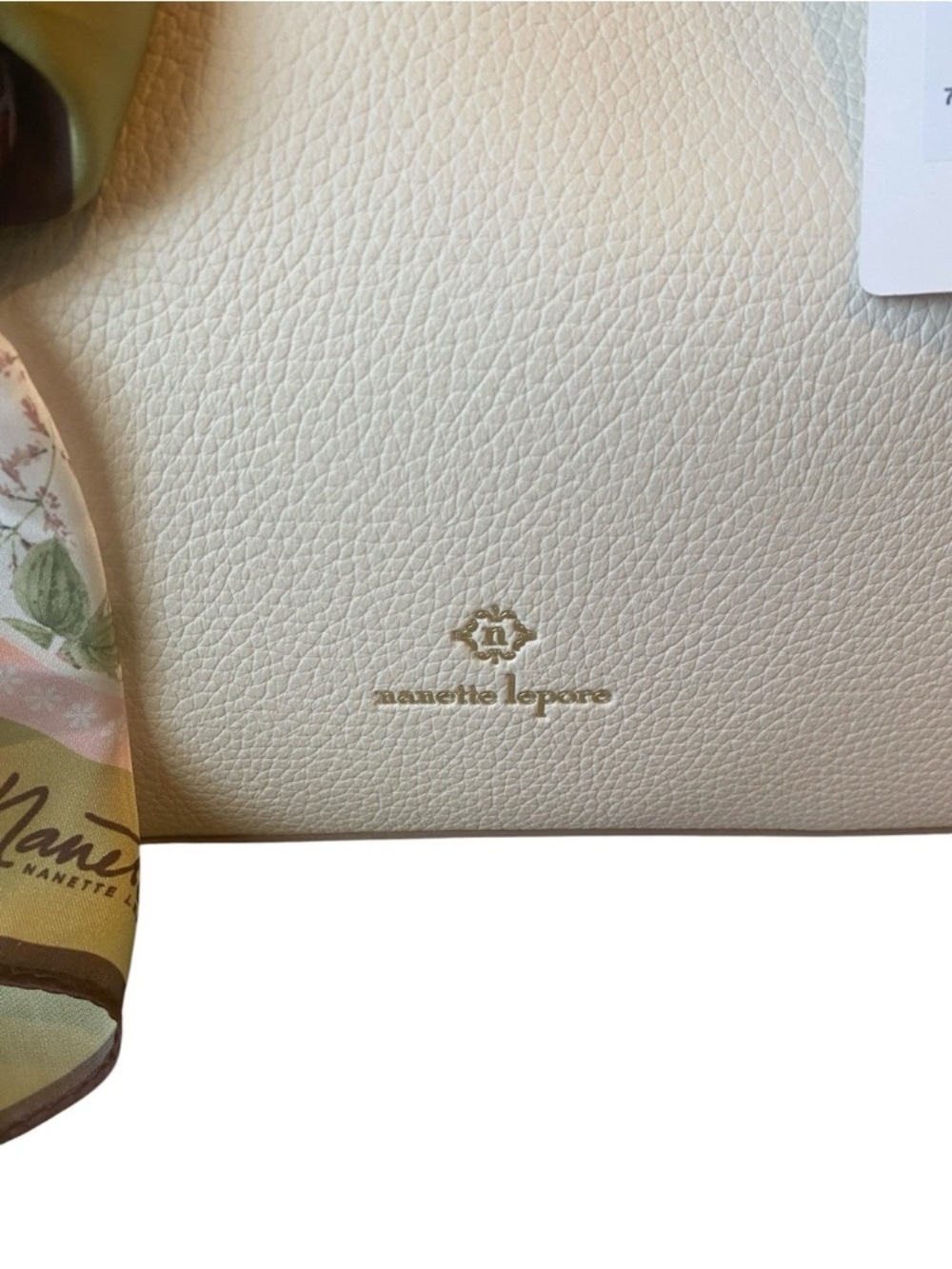 Nanette Lepore Cream Textured Tote with Scarf Accent - Picture 6 of 13